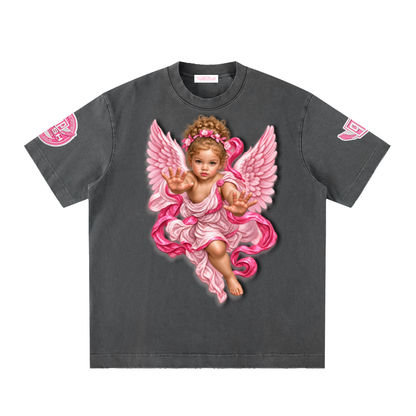 White Angel Heavyweight Vintage Washed Frayed T-Shirt
