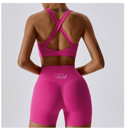 PUSH Signature Cross-Back Short Set — Pink