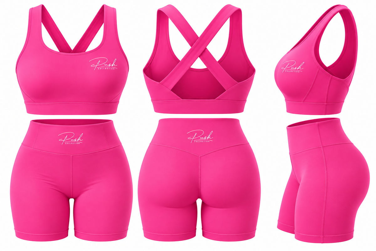 PUSH Signature Cross-Back Short Set — Pink