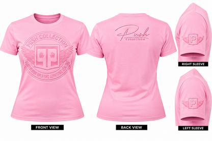 PUSH Collection 3D Embossed Signature Tee – Light Pink