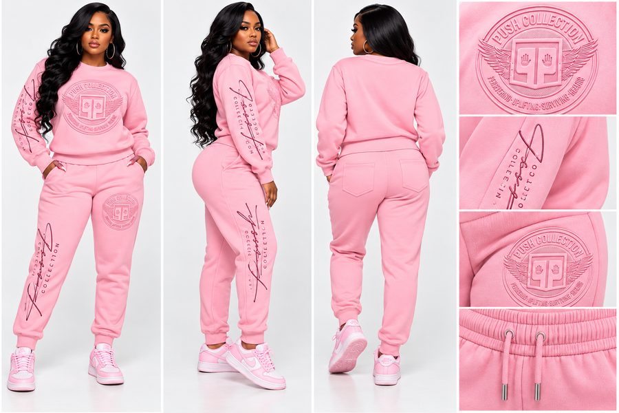 The Signature PUSH Embossed Jogger Set — Pin